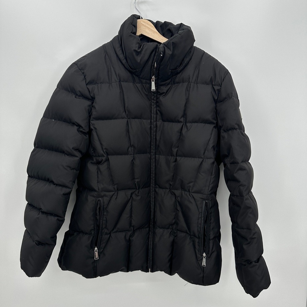 Calvin Klein Womens Black Puffer Jacket XL Duck Down Fleece Lined Quilted Coat